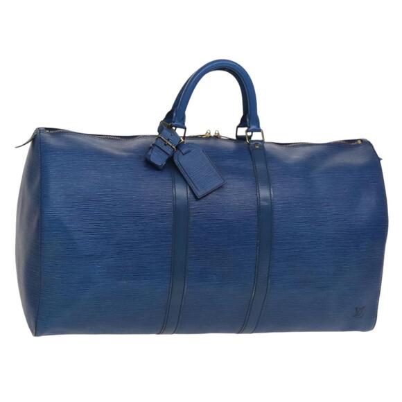 LOUIS VUITTON Epi Keepall 60 Boston Bag Blue M42945 - Picture 1 of 16
